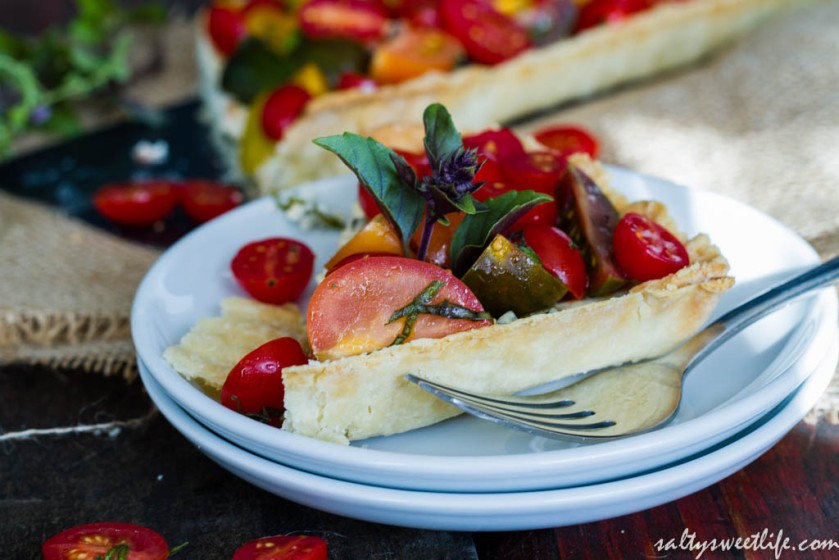 Heirloom Tomato and Herbed Ricotta and Goat Cheese Tart | Salty Sweet Life